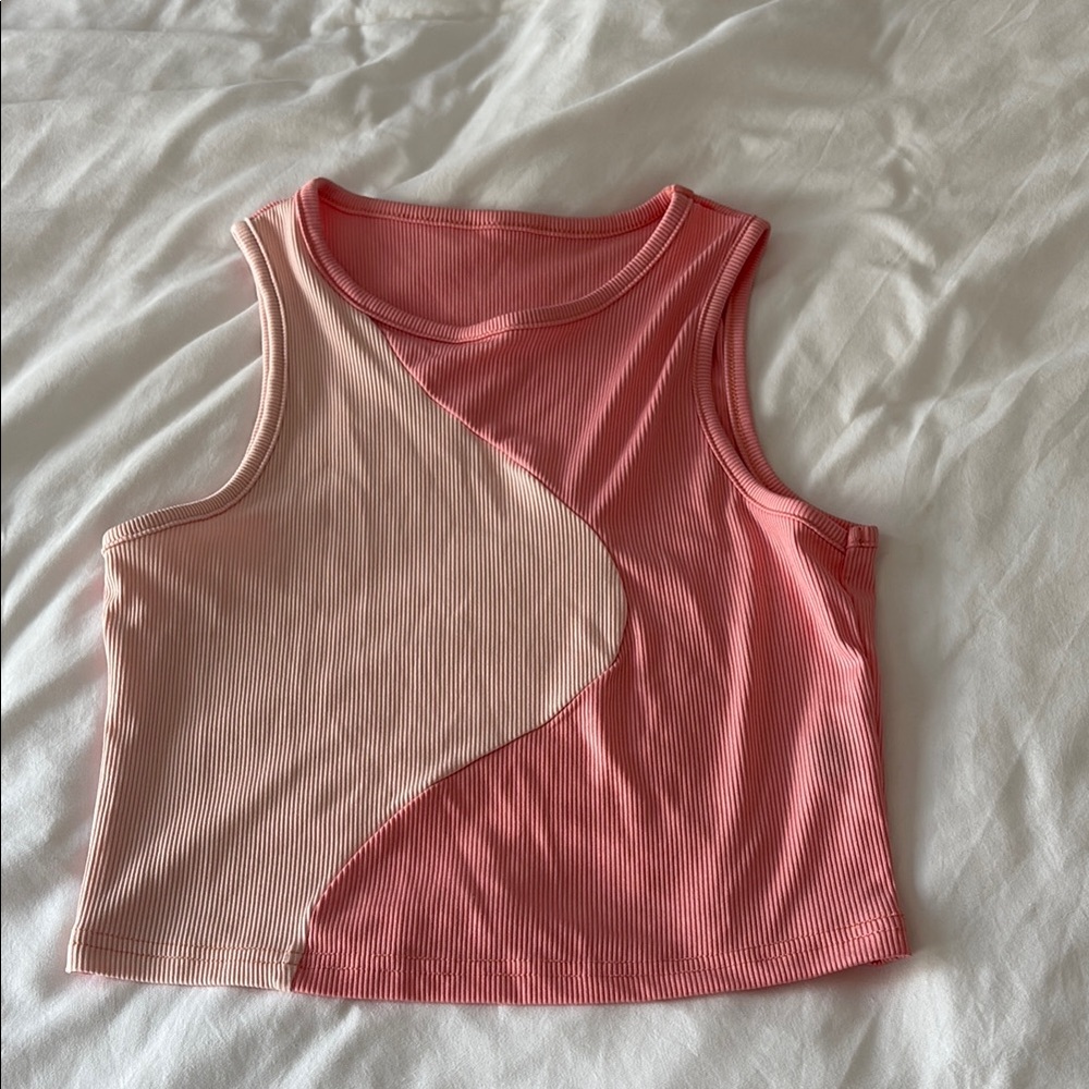SHEIN Pink and Cream Colorblock Tank Top